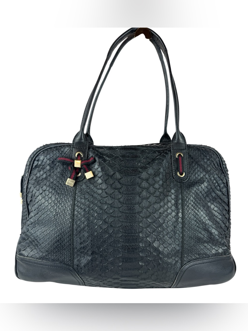 Gucci Princy Hobo Python Black Leather Web stripe